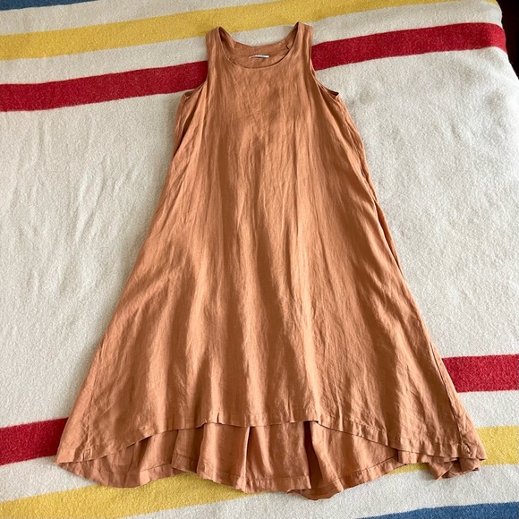 Black crane linen rust midi-maxi dress - Picture 6 of 12